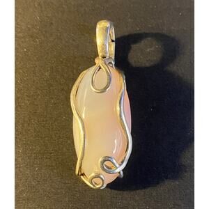 Carolyn Pollack 925 Sterling Silver Pink Peach Chalcedony Enhancer Pendant